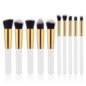 10 Pcs Makeup Brushes Set For Travel Set Synthesized White Glod