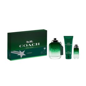 COACH GREEN 3 PCS SET FOR MEN: 3.3 EAU DE TOILETTE SPRAY + 0.5 EAU DE TOILETTE SPRAY + 3.3 SHOWER GEL