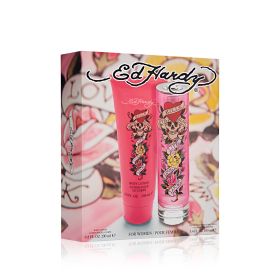 ED HARDY 2 PCS SET FOR WOMEN: 3.4 EAU DE PARFUM SPRAY + 6.8 BODY LOTION