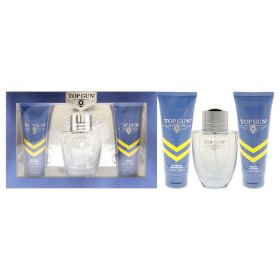 TOP GUN CHEVRON 3 PCS SET FOR MEN: 3.4 EAU DE TOILETTE SPRAY + 3.4 AFTER SHAVE BALM + 3.4 BODY WASH