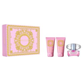 VERSACE BRIGHT CRYSTAL 3 PCS SET FOR WOMEN: 1.7 EAU DE TOILETTE SPRAY + 1.7 SHOWER GEL + 1.7 BODY LOTION